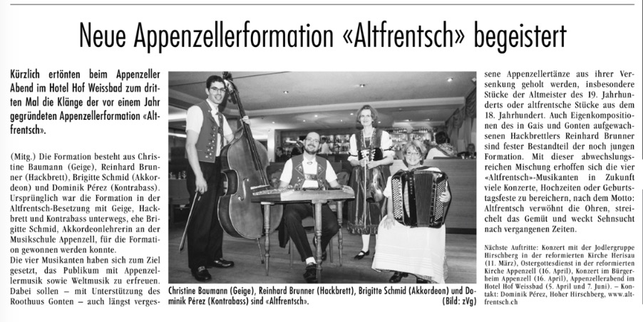 Appenzeller Volksfreund vom Februar 2017